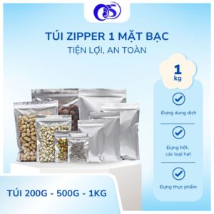 TÚI ZIP 1 MẶT BẠC