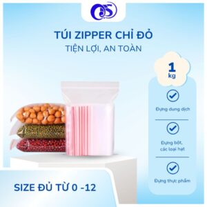TÚI ZIPPER CHỈ ĐỎ
